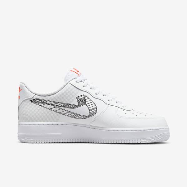 Nike Air Force 1 07 Muške Tenisice Bijele Narančaste Platine Crne | NK493IMW