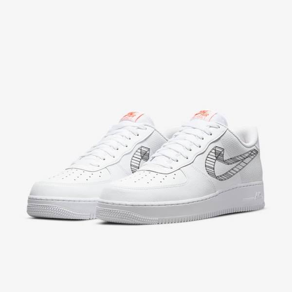 Nike Air Force 1 07 Muške Tenisice Bijele Narančaste Platine Crne | NK493IMW