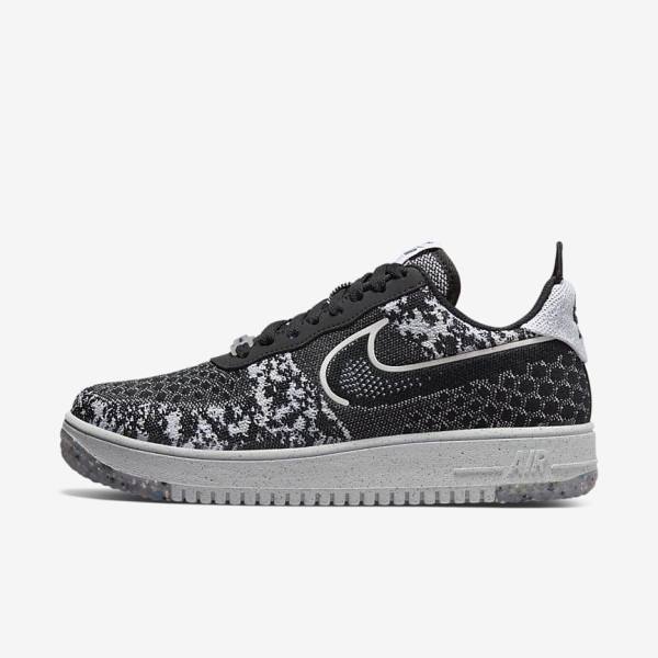 Nike Air Force 1 Crater Flyknit Next Nature Muške Tenisice Crne Bijele Platine Crne | NK524AQN