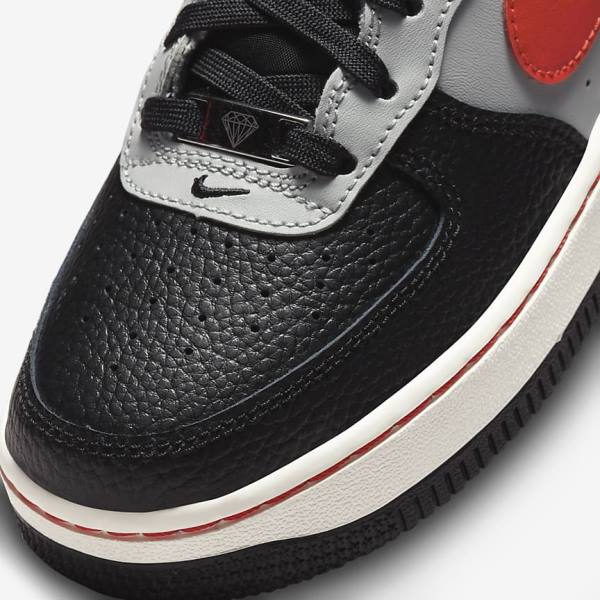 Nike Air Force 1 EMB Older Dječje Tenisice Crne Sive Crvene | NK529YMV