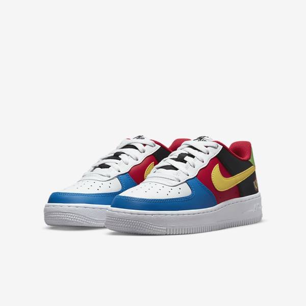 Nike Air Force 1 LV8 Older Dječje Tenisice Bijele Crvene Kraljevska Plava Zlatne | NK581RFL