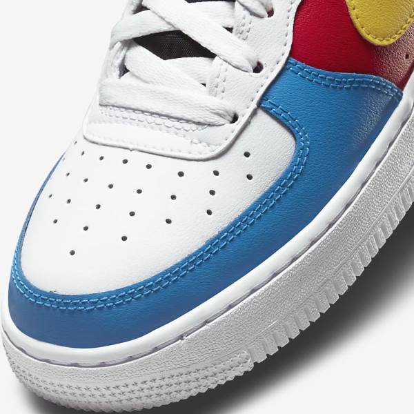 Nike Air Force 1 LV8 Older Dječje Tenisice Bijele Crvene Kraljevska Plava Zlatne | NK581RFL