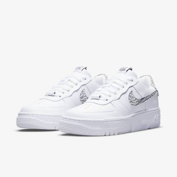 Nike Air Force 1 Pixel SE Ženske Tenisice Bijele Sive Bijele | NK761HTV