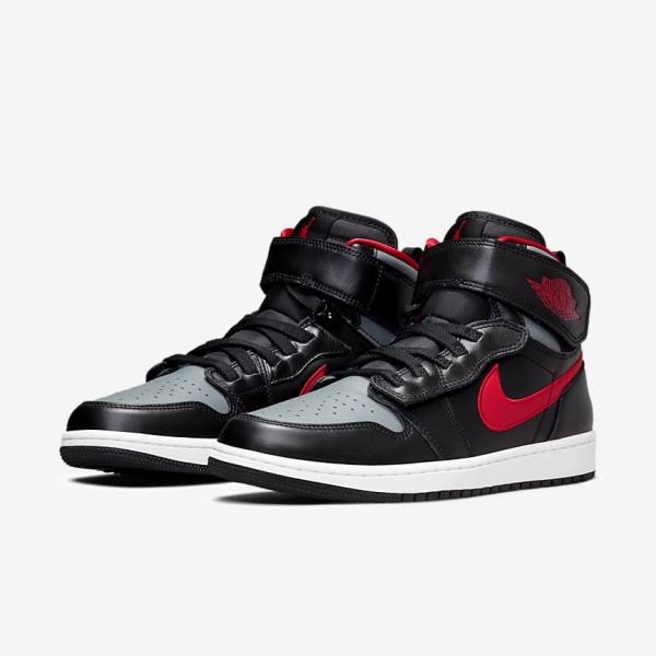 Nike Air Jordan 1 Hi FlyEase Muške Tenisice Crne Sive Bijele Crvene | NK420YND