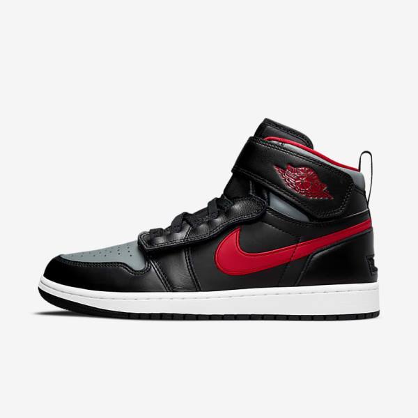 Nike Air Jordan 1 Hi FlyEase Muške Tenisice Crne Sive Bijele Crvene | NK420YND