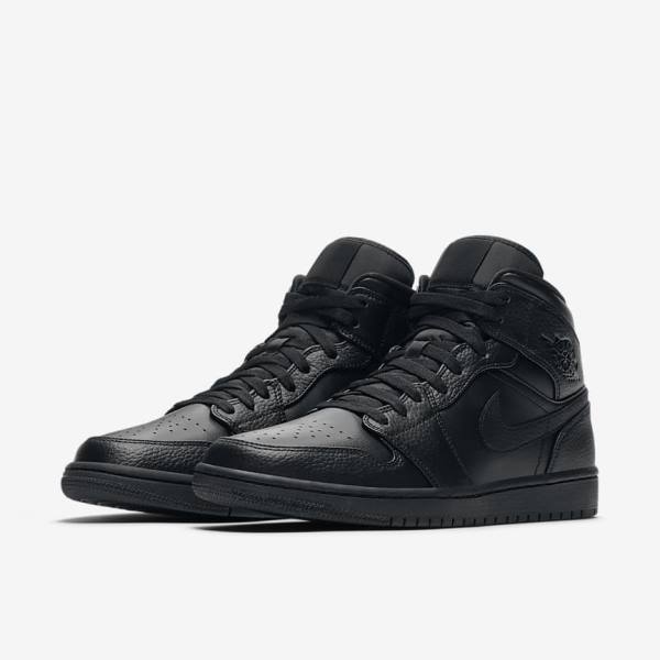 Nike Air Jordan 1 Mid Muške Tenisice Crne | NK941OHZ