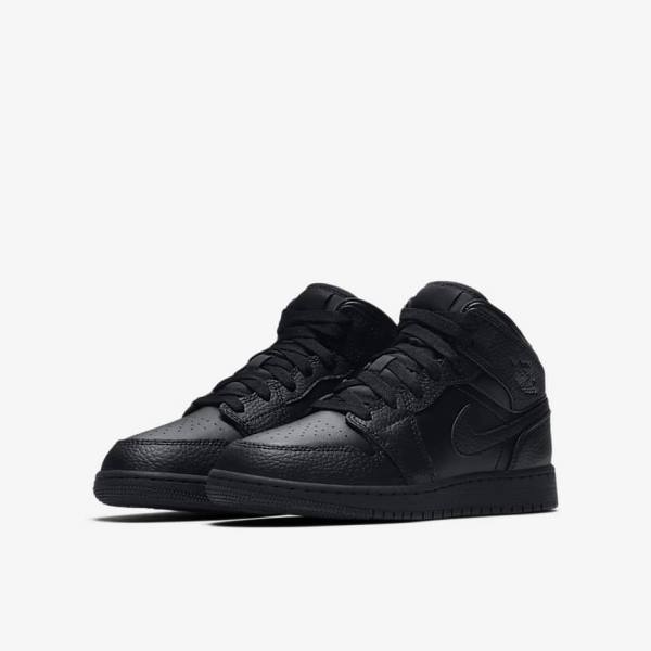 Nike Air Jordan 1 Mid Older Dječje Tenisice Crne | NK034PLX