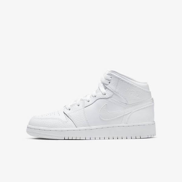 Nike Air Jordan 1 Mid Older Dječje Tenisice Bijele | NK036BEY