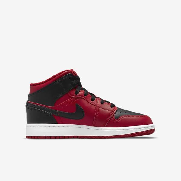 Nike Air Jordan 1 Mid Older Dječje Tenisice Crvene Bijele Crne | NK789GXC