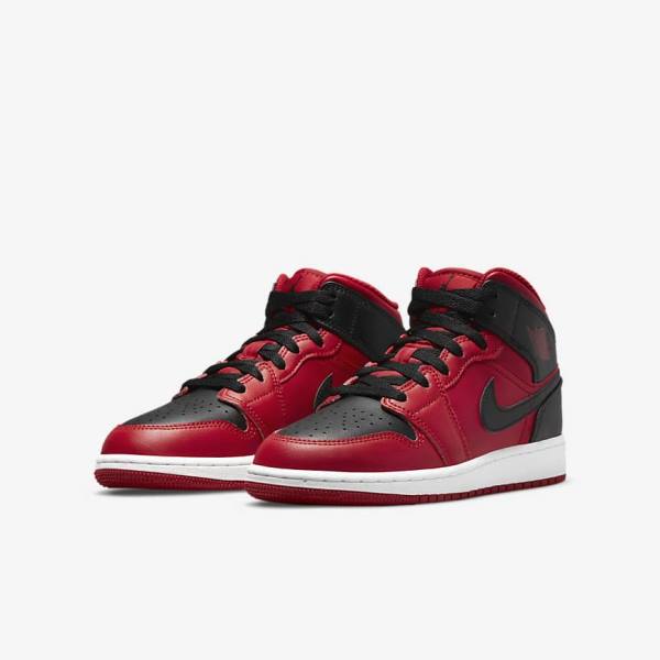 Nike Air Jordan 1 Mid Older Dječje Tenisice Crvene Bijele Crne | NK789GXC