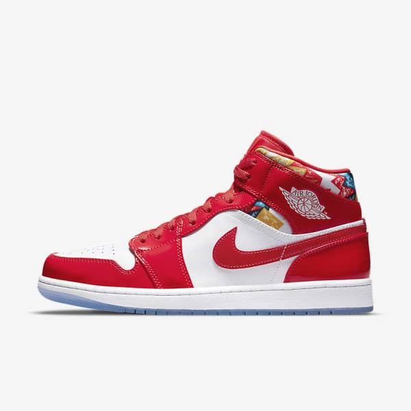 Nike Air Jordan 1 Mid SE Muške Tenisice Crvene Tamnoplave Bijele | NK147QIX