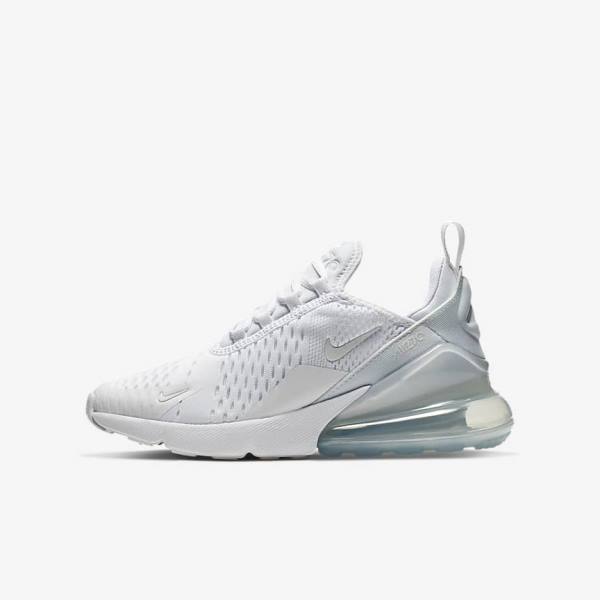 Nike Air Max 270 Older Dječje Tenisice Bijele Metalne Srebrne Bijele | NK563TJS