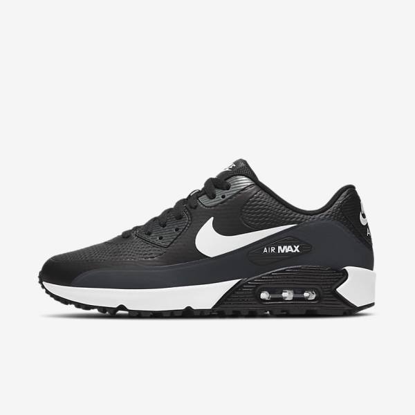 Nike Air Max 90 G Ženske Cipele za golf Crne Tamno Sive Bijele | NK013ZYE