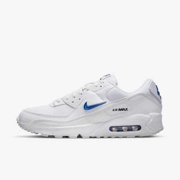 Nike Air Max 90 Muške Tenisice Bijele Crne Kraljevska Plava | NK851GMN