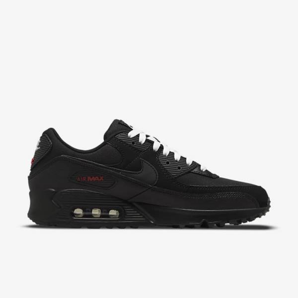 Nike Air Max 90 Muške Tenisice Crne Crvene Bijele | NK493IKP