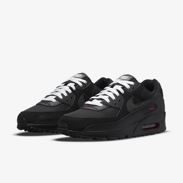 Nike Air Max 90 Muške Tenisice Crne Crvene Bijele | NK493IKP