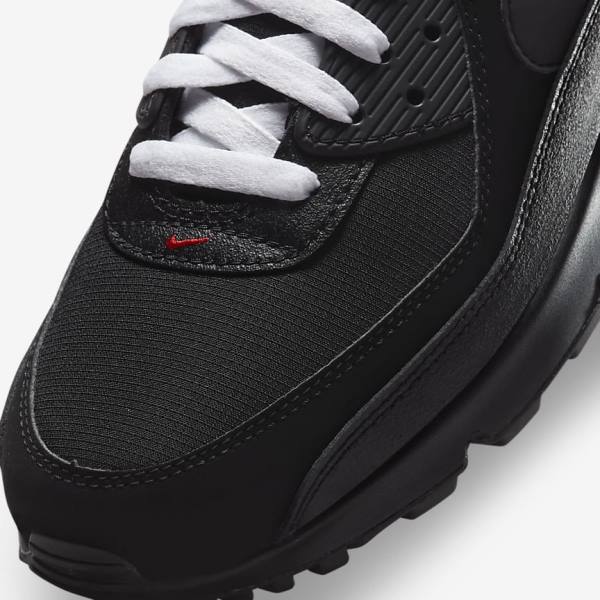 Nike Air Max 90 Muške Tenisice Crne Crvene Bijele | NK493IKP