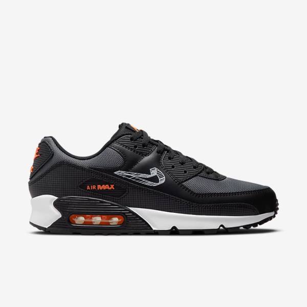 Nike Air Max 90 Muške Tenisice Crne Narančaste Sive Bijele | NK471SPX