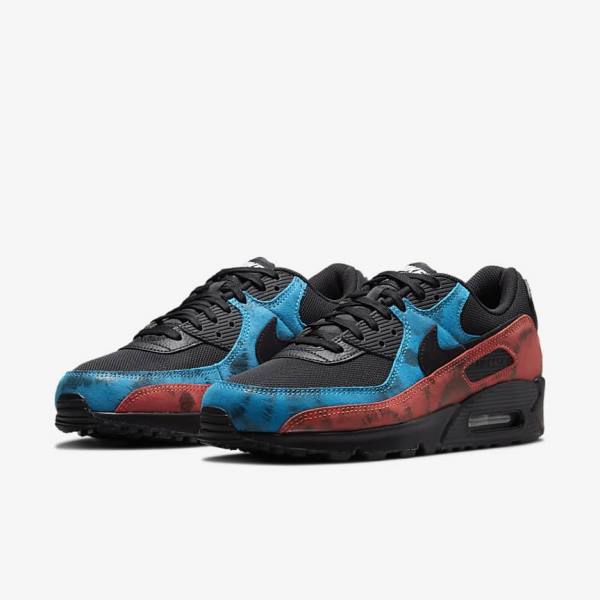 Nike Air Max 90 Muške Tenisice Crne Plave Crvene Bijele | NK351FVO