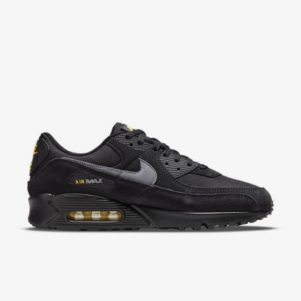 Nike Air Max 90 Muške Tenisice Crne Žute Metalne Sive | NK582RAS