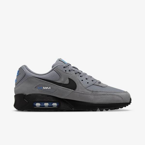 Nike Air Max 90 Muške Tenisice Sive Svijetlo Plave Metalne Srebrne Crne | NK195QEK