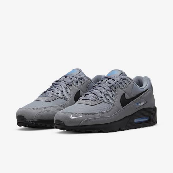 Nike Air Max 90 Muške Tenisice Sive Svijetlo Plave Metalne Srebrne Crne | NK195QEK