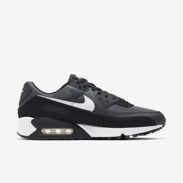 Nike Air Max 90 Muške Tenisice Sive Tamno Sive Crne Bijele | NK463VEW