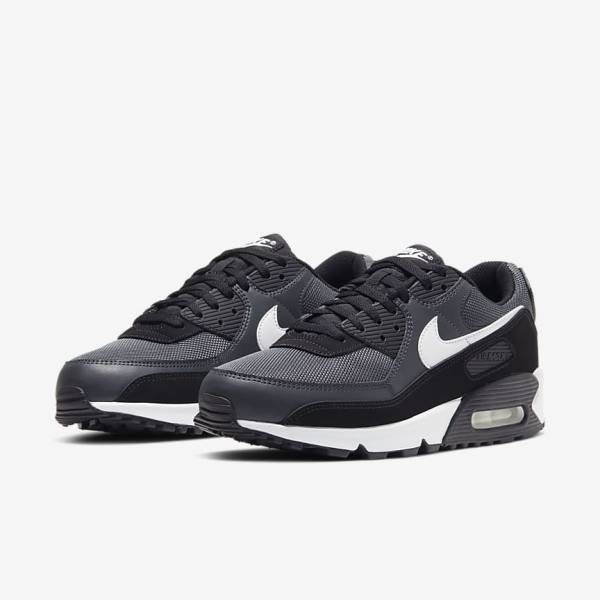 Nike Air Max 90 Muške Tenisice Sive Tamno Sive Crne Bijele | NK463VEW