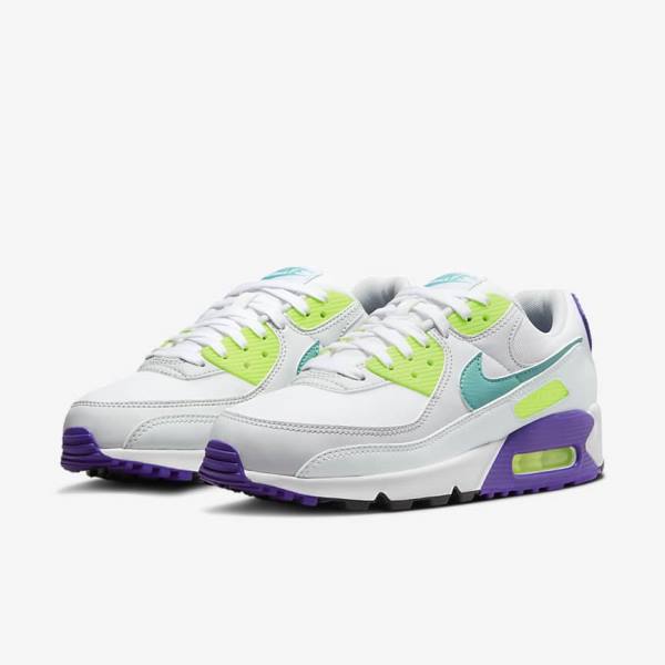 Nike Air Max 90 Ženske Tenisice Bijele Platine Tirkizne | NK591CNL