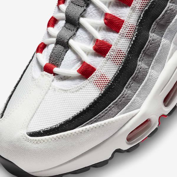 Nike Air Max 95 Muške Tenisice Bijele Svijetlo Sive Crvene | NK845FBW