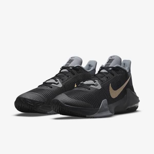 Nike Air Max Impact 3 Muške Tenisice za košarku Crne Sive Tamno Sive Metalne Zlatne | NK694ACW