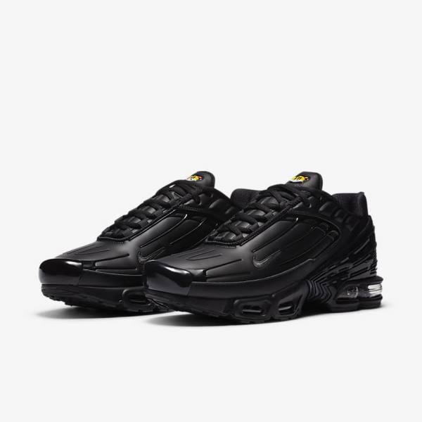 Nike Air Max Plus 3 Leather Muške Tenisice Crne Tamno Sive | NK305IGF