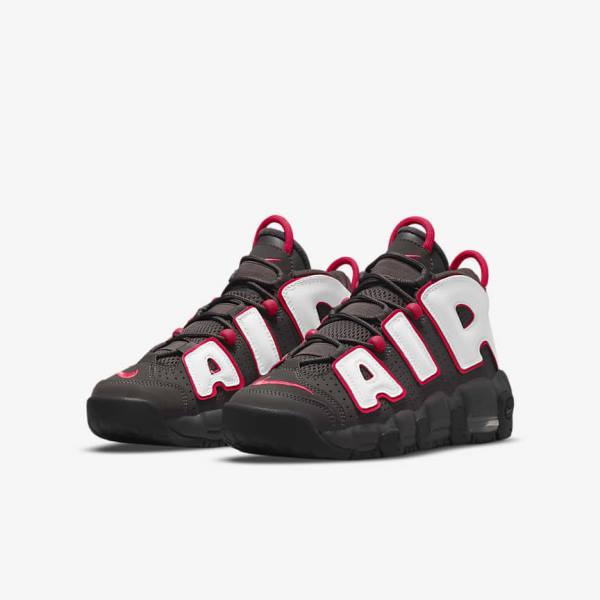 Nike Air More Uptempo Older Dječje Tenisice Sive Crne Crvene Bijele | NK914NGD