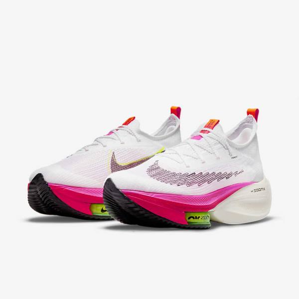 Nike Air Zoom Alphafly NEXT% Flyknit Road Racing Ženske Tenisice Za Trčanje Bijele Crne Crne | NK987TGR