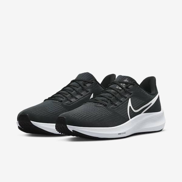 Nike Air Zoom Pegasus 39 Road Muške Tenisice Za Trčanje Crne Tamno Sive Bijele | NK791KBN