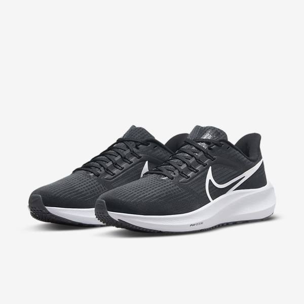 Nike Air Zoom Pegasus 39 Road Ženske Tenisice Za Trčanje Crne Tamno Sive Bijele | NK148UJO