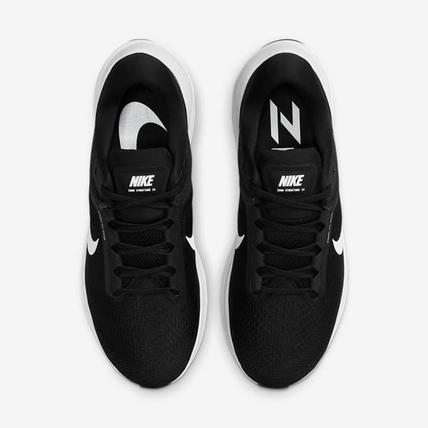 Nike Air Zoom Structure 24 Road Muške Tenisice Za Trčanje Crne Bijele | NK153FOA