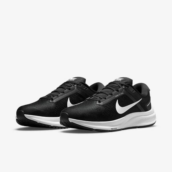 Nike Air Zoom Structure 24 Road Muške Tenisice Za Trčanje Crne Bijele | NK153FOA