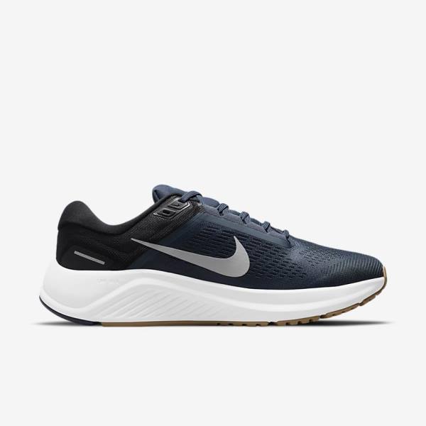 Nike Air Zoom Structure 24 Road Muške Tenisice Za Trčanje Plave Crne Tamno Obsidijanske Sive | NK568UEP