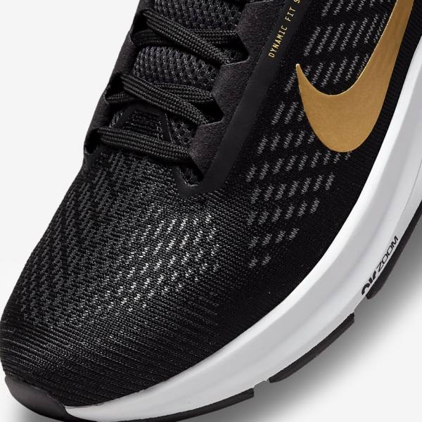 Nike Air Zoom Structure 24 Road Ženske Tenisice Za Trčanje Crne Tamno Sive Metalne Zlatne | NK307VSY