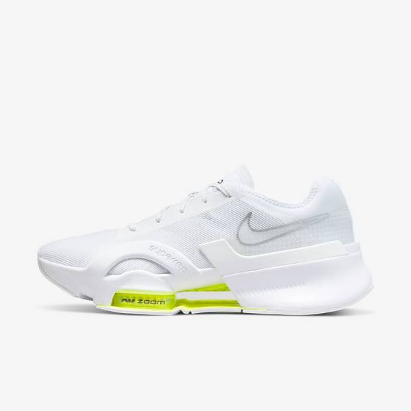 Nike Air Zoom SuperRep 3 HIIT Class Muške Tenisice Za Trening Bijele Crne Metalne Srebrne | NK358NBD