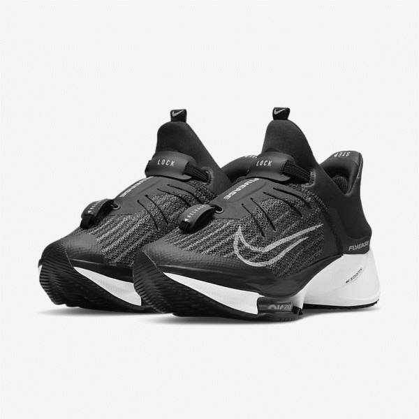 Nike Air Zoom Tempo NEXT% FlyEase Easy On-Off Road Ženske Tenisice Za Trčanje Crne Bijele | NK346MQZ