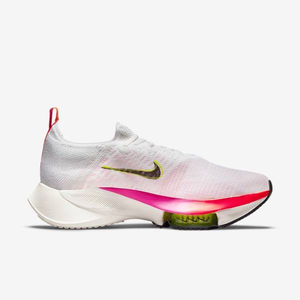 Nike Air Zoom Tempo NEXT% Flyknit Road Muške Tenisice Za Trčanje Bijele Koraljne Roze Crne | NK284HML