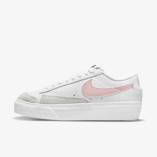 Nike Blazer Low Platform Ženske Tenisice Bijele Crne Roze | NK106VPJ