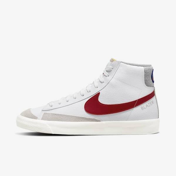 Nike Blazer Mid 77 Muške Tenisice Bijele Svijetlo Sive Crvene | NK261AQP