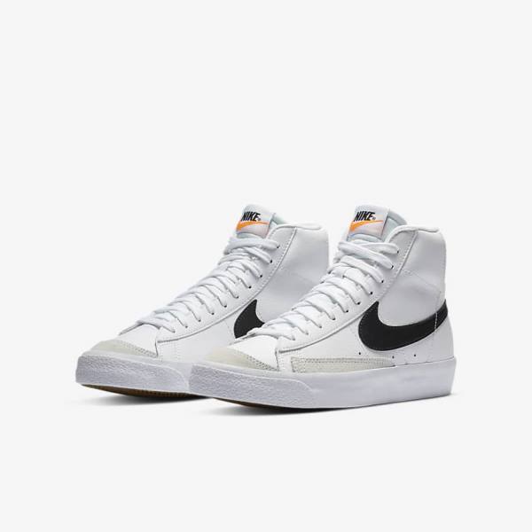 Nike Blazer Mid 77 Older Dječje Tenisice Bijele Narančaste Crne | NK465MUG