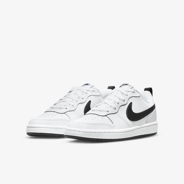 Nike Court Borough Low 2 Older Dječje Tenisice Bijele Crne | NK563SBY