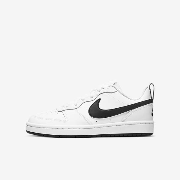 Nike Court Borough Low 2 Older Dječje Tenisice Bijele Crne | NK563SBY