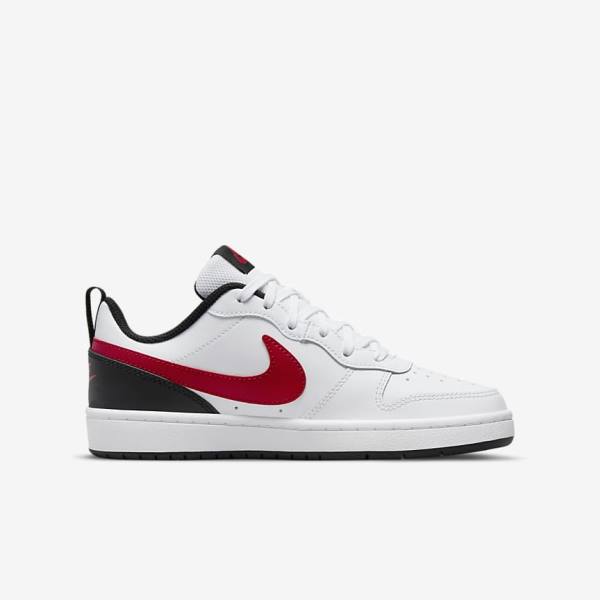 Nike Court Borough Low 2 Older Dječje Tenisice Bijele Crne Crvene | NK796XYG