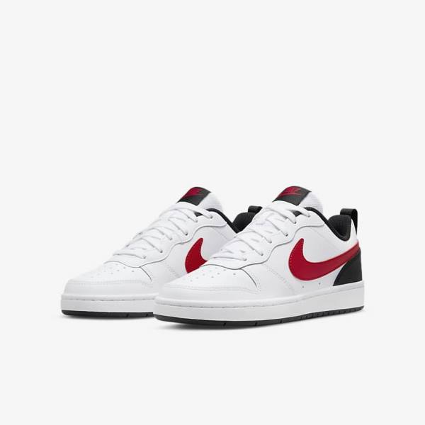 Nike Court Borough Low 2 Older Dječje Tenisice Bijele Crne Crvene | NK796XYG